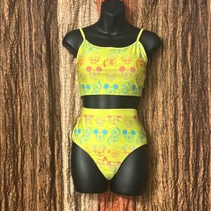 Disney Neon Cartoon Print Bikini Set
